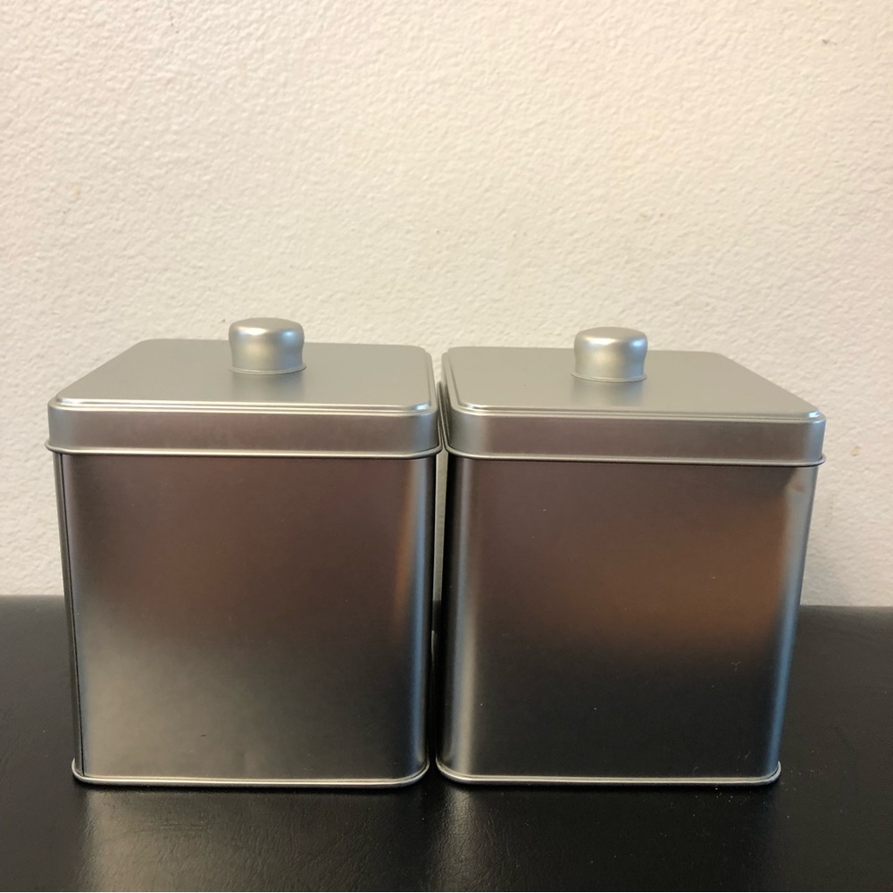 New set of 2 Square Tin Storage Canister with Airtight Lid.